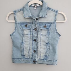 Girls DKNY Denim Jean Light Blue Button Sleeveless Vest Size Medium